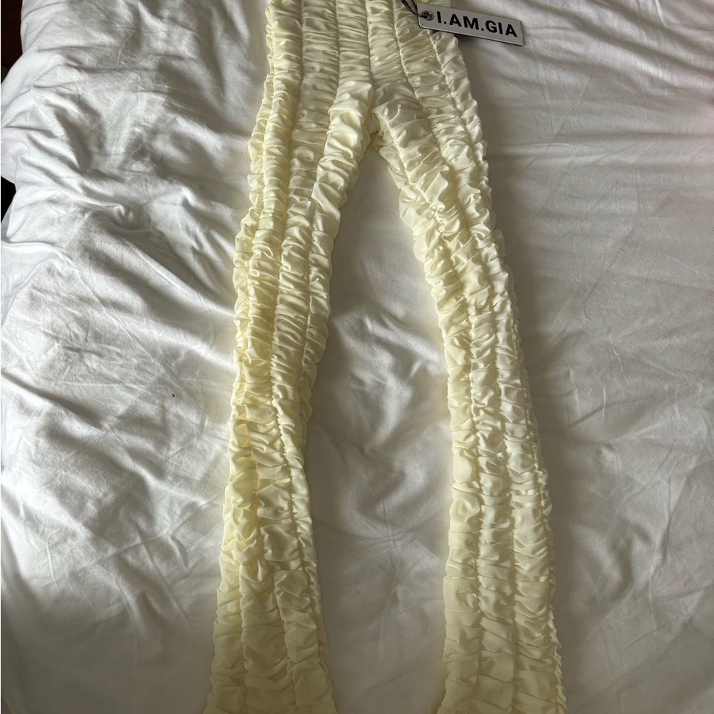 I.AM.GIA Cream Ruched Pants